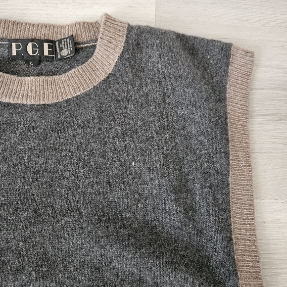 NWT Knit Wool VEST 100% Lambs Wool Vintage 80's Neutral Grandpa Grandma Academia - Picture 9 of 12